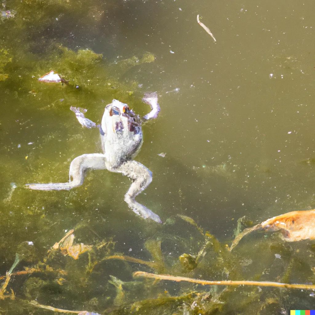 DALL-E 2 prompt experiment 2, sample 2: The old pond substitution.