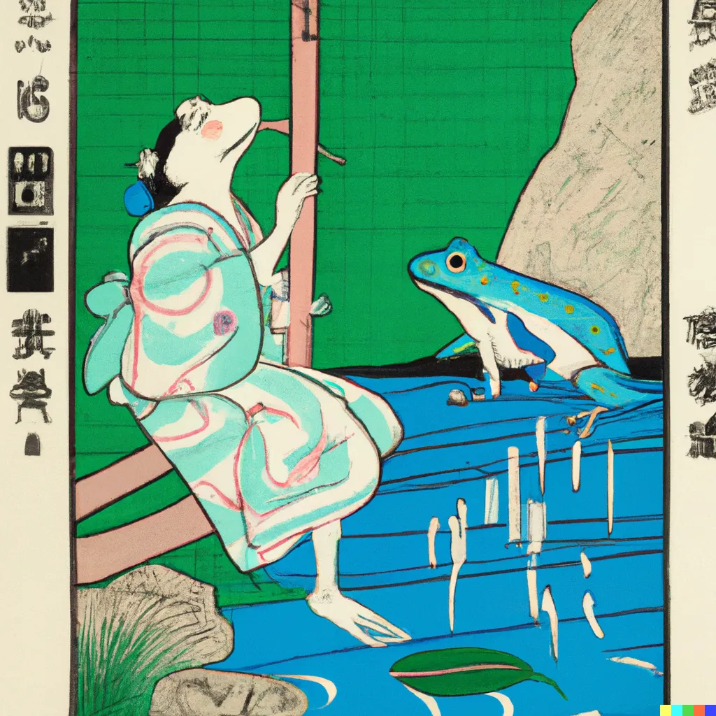 DALL-E 2 prompt experiment 10, sample 2: The printmakers with the medium in kanji.