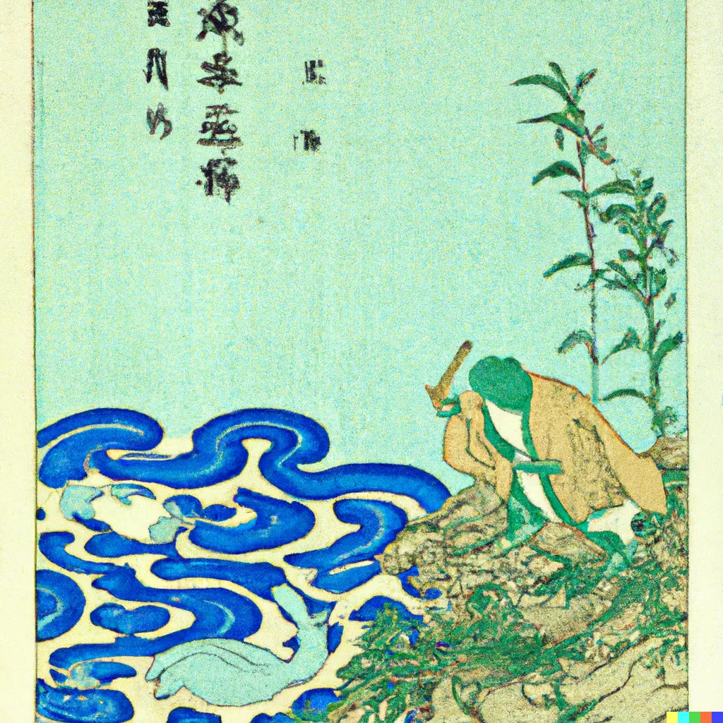 DALL-E 2 prompt experiment 11, sample 1: The printmakers named in English and kanji.