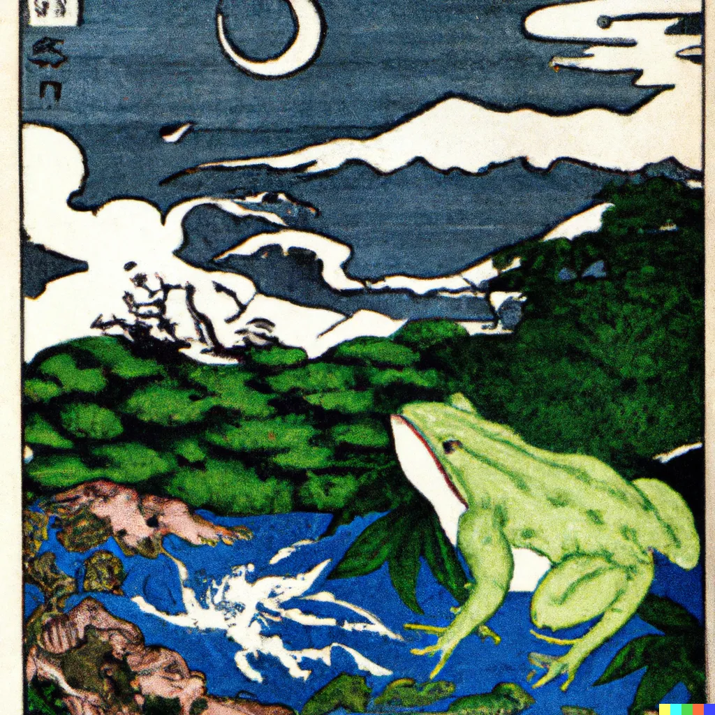 DALL-E 2 prompt experiment 15, sample 1: The combined English and Japanese poem.