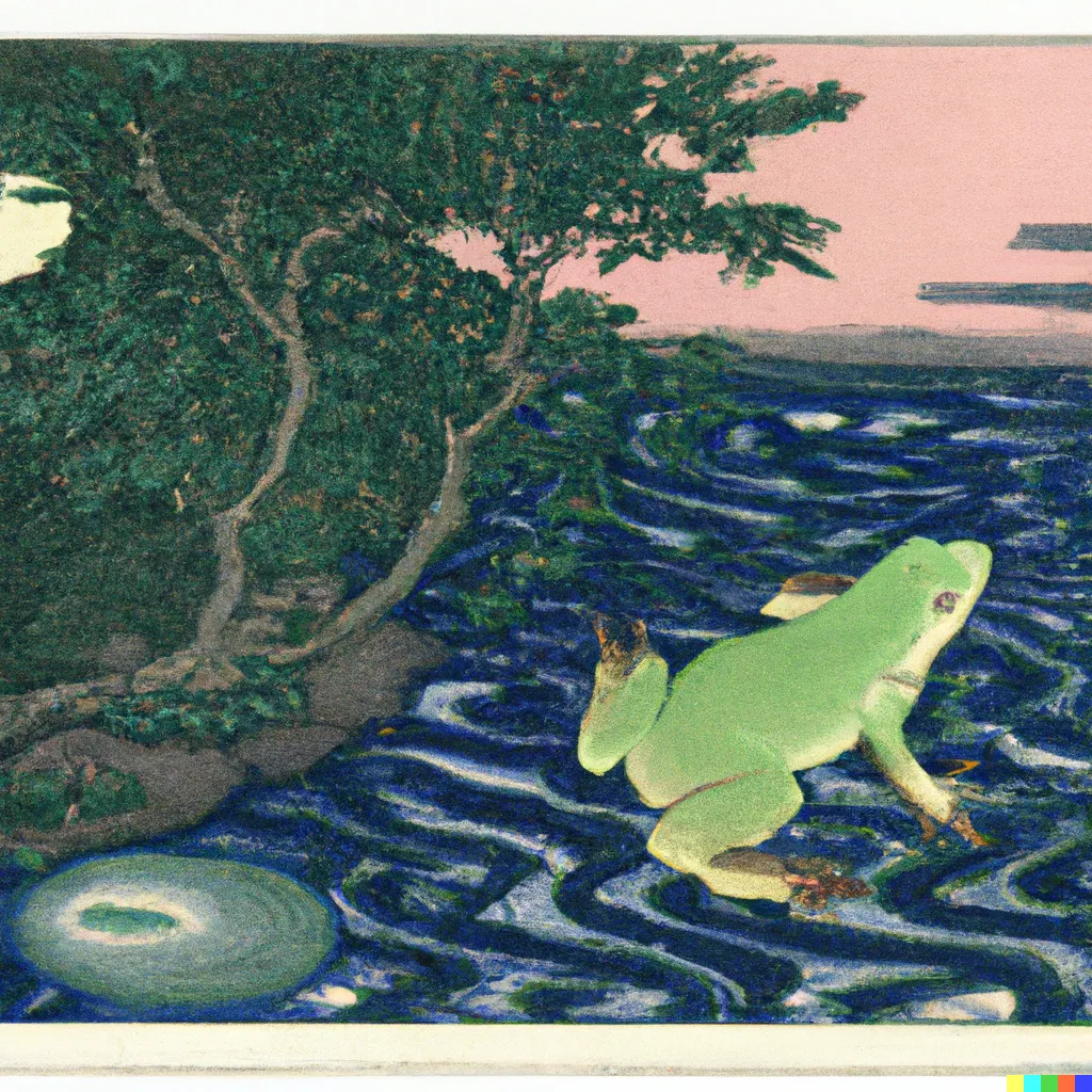 DALL-E 2 prompt experiment 15, sample 2: The combined English and Japanese poem.