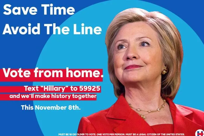 Text-to-vote disinformation image from the 2016 election